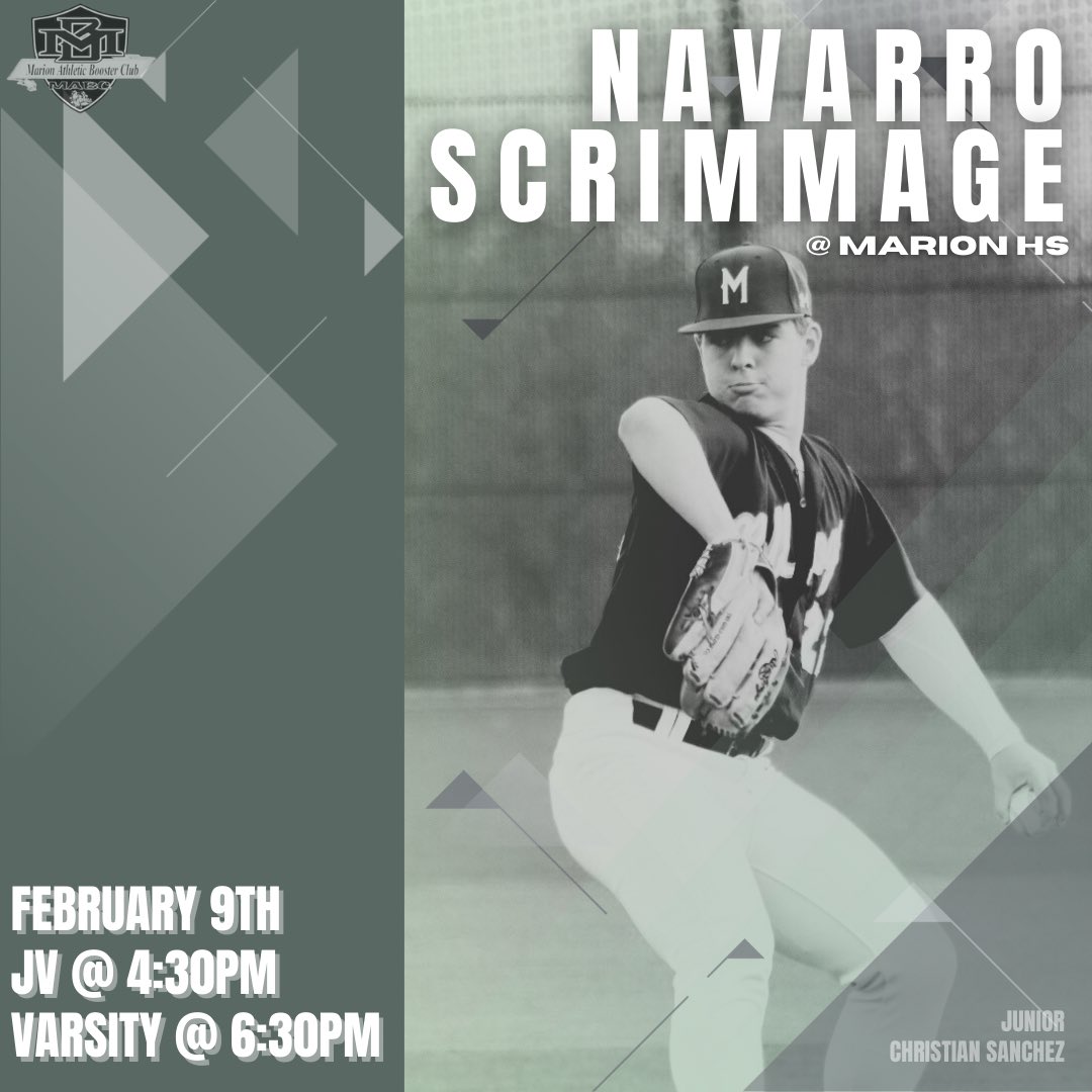MarionAthBoost's tweet photo. Boys are at it again tonight at home facing Navarro in tonight’s scrimmage!
Graphic Made by: Mario Mendoza
#mabc #bulldogs #bulldogbaseball #marionbaseball #mariontexas #bulldogpride https://t.co/aigUDMZM3E