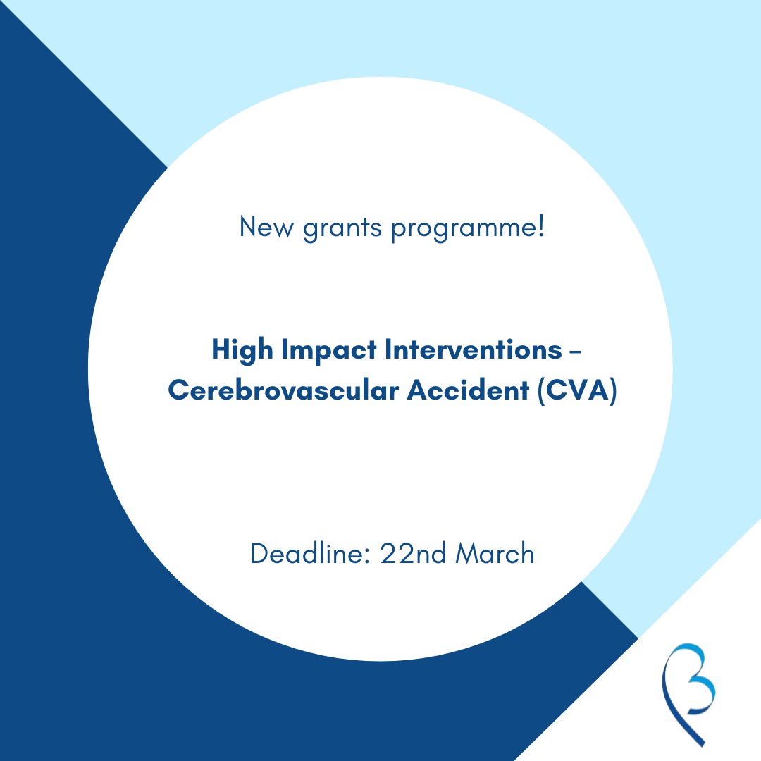 📢 NEW GRANT PROGRAMME 📢 We are inviting proposals for nurse-led interventions that support preventative #cardiovascular health, optimal & effective rehabilitation & a reduction in hospitalisation, morbidity & mortality due to stroke. Find out more: buff.ly/3ukVnc3