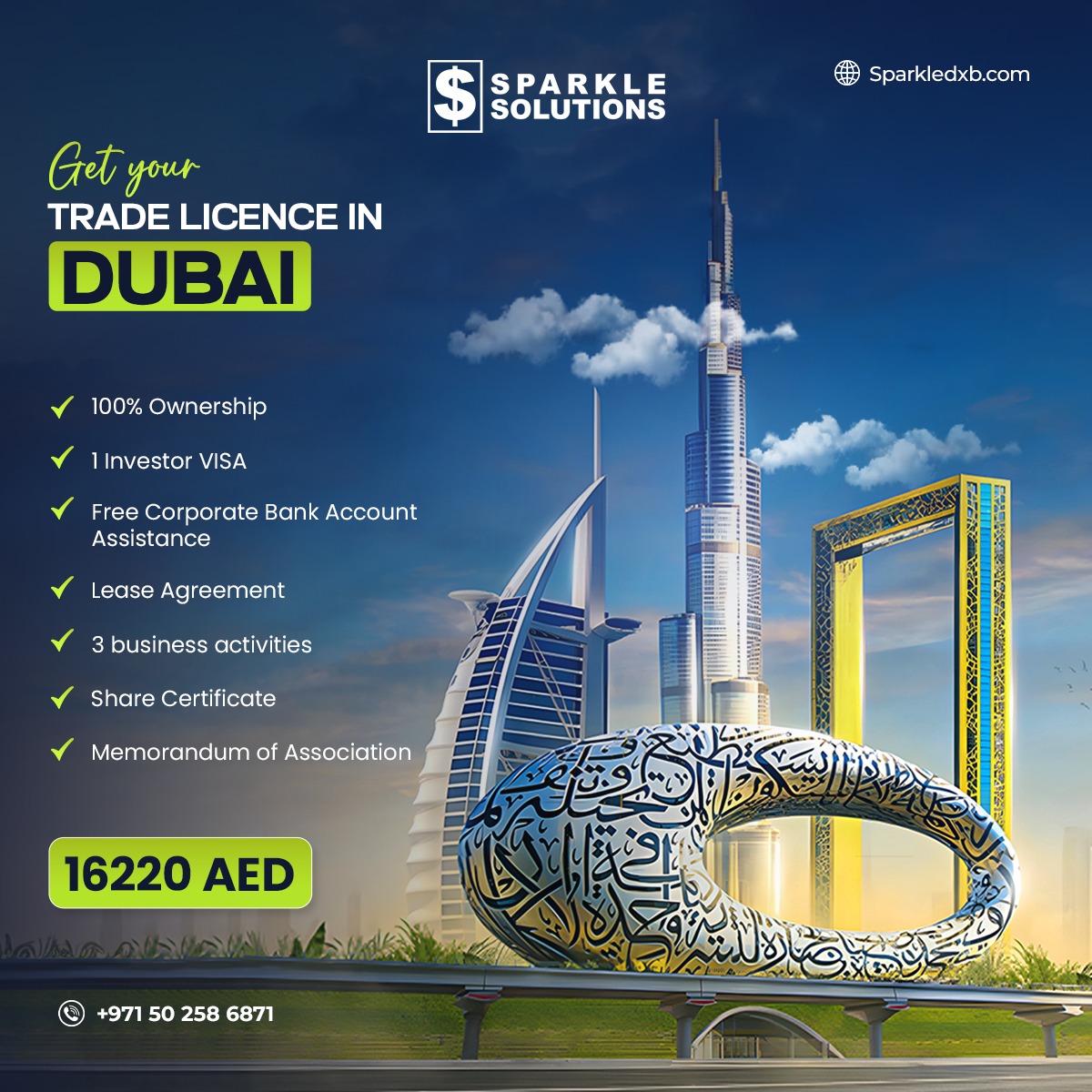 Sparkledxb1's tweet photo. Get the ultimate package deal! Starting from just AED 16220. Book now and elevate your experience!
#sparklesolutions #sparkle #YourBusinessIsOurBusiness #businesssetupindubai Visit Us https://t.co/xKuG4s4lpQ And Contact Us 050 721 3157 https://t.co/WFVQq0X0bF