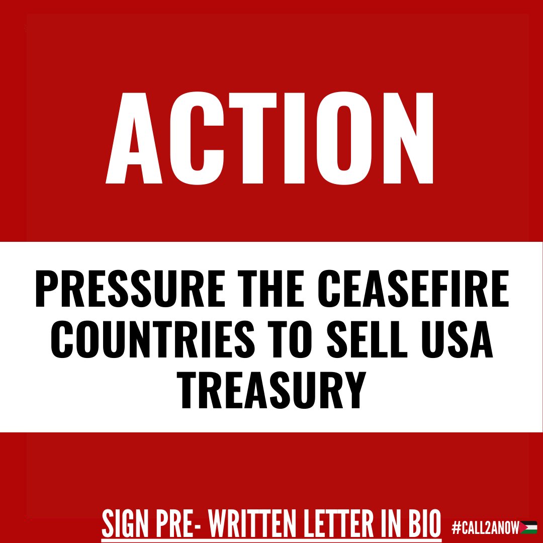 faraastyle's tweet photo. We now call on these governments who voted for a ceasefire to put pressure on the USA by either selling USA treasuries or not buying them at all!SIGNATURES NEEDED NOW
The link to the letter is in the Linktee in our bio.
#CeasefireNow #C2ANOW🇵🇸 #EndIsraelsGenocide https://t.co/n0EbCFpbsZ