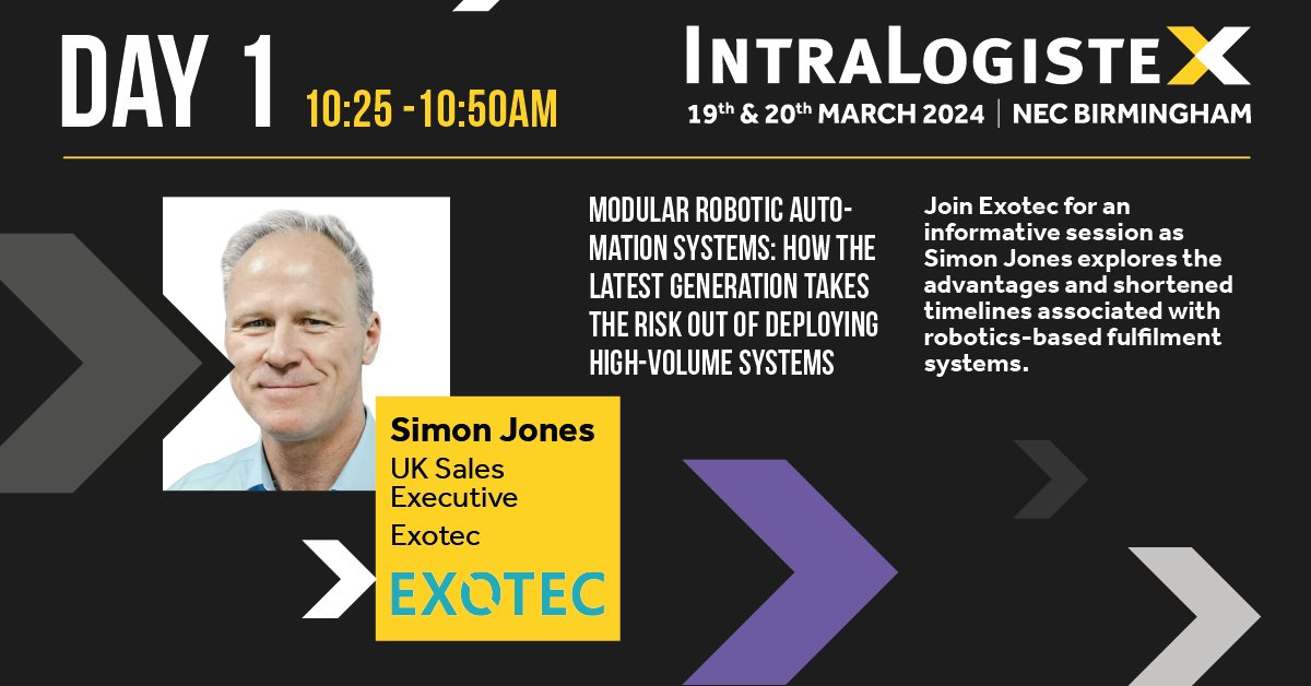 We're happy to announce that Simon Jones, UK Sales Executive for <a href="/exotec/">Exotec</a>, will be one of our 2024 expert speakers!

Register now for free to hear Simon and our other expert speakers discuss all the latest innovations &amp; insights in intralogistics:
intralogistex.co.uk

#ILX24