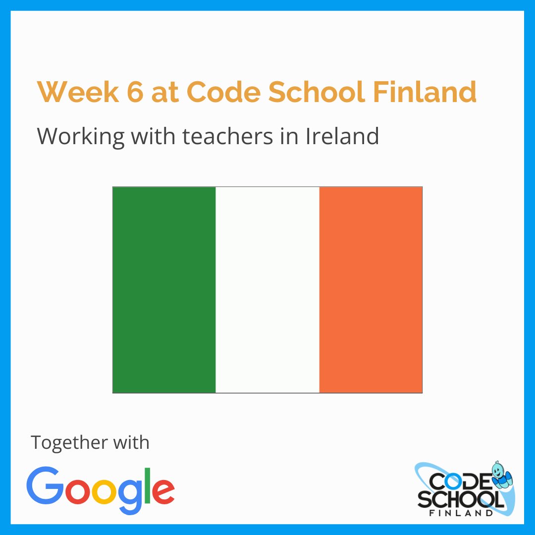 #codinginschools #digitalcreation #digitalskillsforkids #projectbasedlearning #codeschoolforeurope #21stcenturyskills #education #k12education #teachertraining #teachingmethods  #edtech #FinnishEdtech #educationexport 
#codeschoolfinland #csf #ireland #codeschoolforeurope #Google