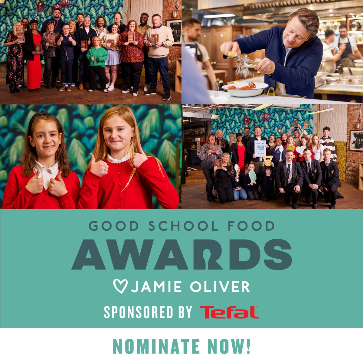 Do you know a school or individual doing amazing things with school dinners? Or
perhaps working miracles in food education, fueling bodies and minds?

Nominate them NOW for a @jamieoliver Good School Food Award

jamieoliver.com/schoolfoodawar… #GoodSchoolFoodAwards