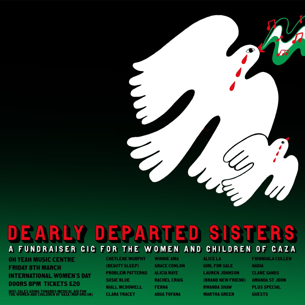 Celebrate #InternationalWomensDay at Oh Yeah with 'Dearly Departed Sisters', where an array of local artists will pay tribute to influential women in music we have lost in recent years. Proceeds to support women & children in Gaza. Tickets on sale now: wegottickets.com/event/609579