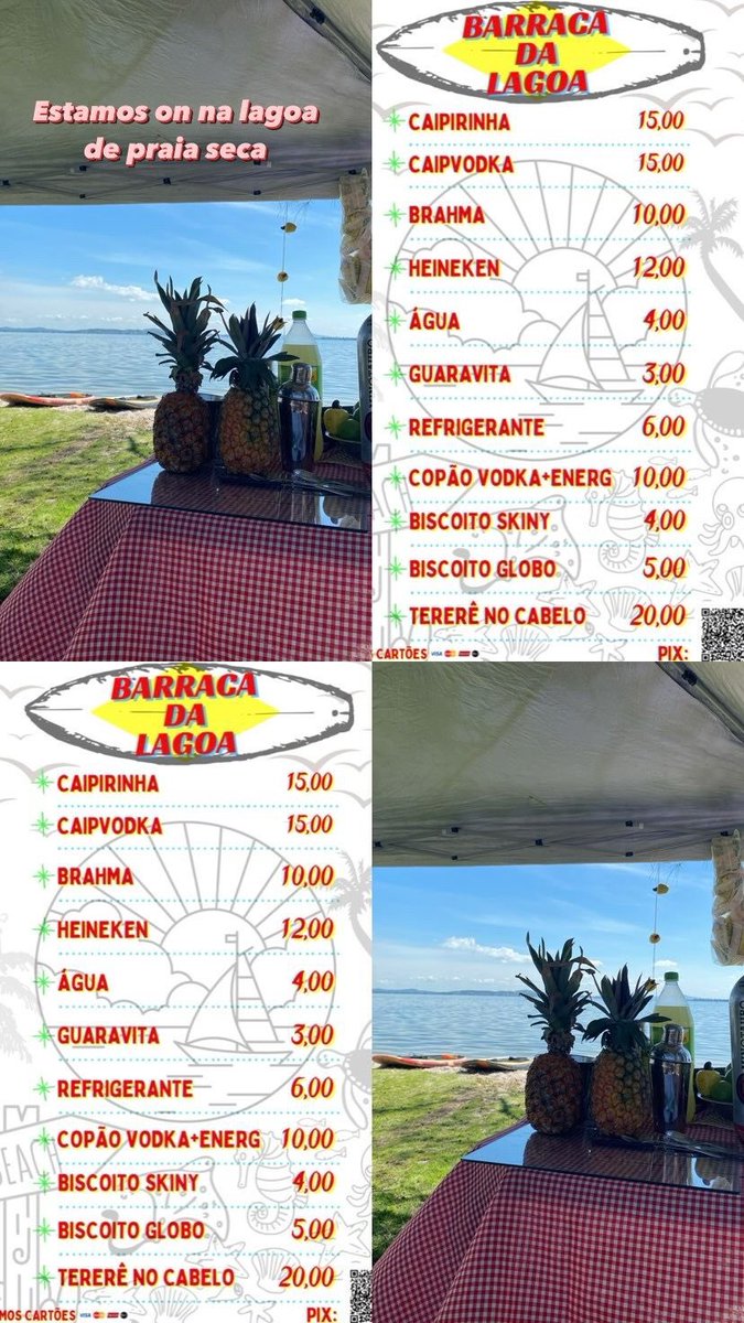 narimave's tweet photo. Fala galera, beleza? Meu irmão está com uma barraquinha do melhor drink na região lá na lagoa de praia seca, quem quiser colar vai ser muito bem vindo. Vou deixar aqui o cardápio pra voces! Bora pro carnaval 🎉🎉🎉 https://t.co/eIwk4aMpOm