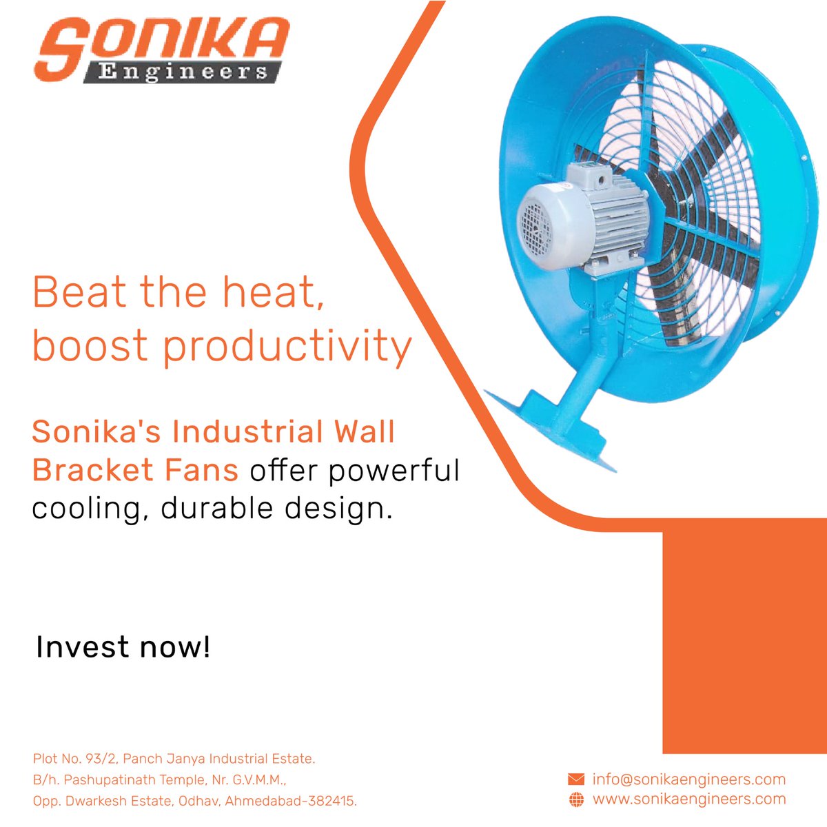 sonikaengineers's tweet photo. Beat the heat, boost productivity! Sonika's Industrial Wall Bracket Fans offer powerful cooling, durable design.
📞 (+91) 9879586133
🌐 https://t.co/yl2ds6yoDp
#SonikaEngineers #IndustrialFans #WallMountFans #VentilationSystems #efficientventilation #manufacturer #ahmedabad https://t.co/z9GmheO7zg