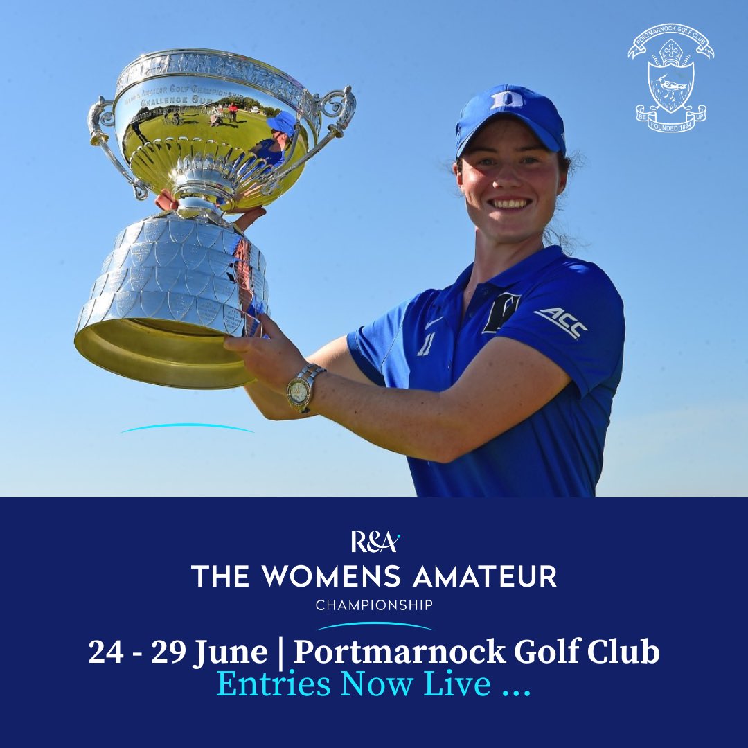 🏆Entries are now LIVE for the Women’s Amateur Championship, being hosted here at Portmarnock Golf Club from 24 - 29 June! We look forward to hosting talented golfers from all over the world, bidding to follow in the footsteps of some great champions ▶️ randa.org/championships/…