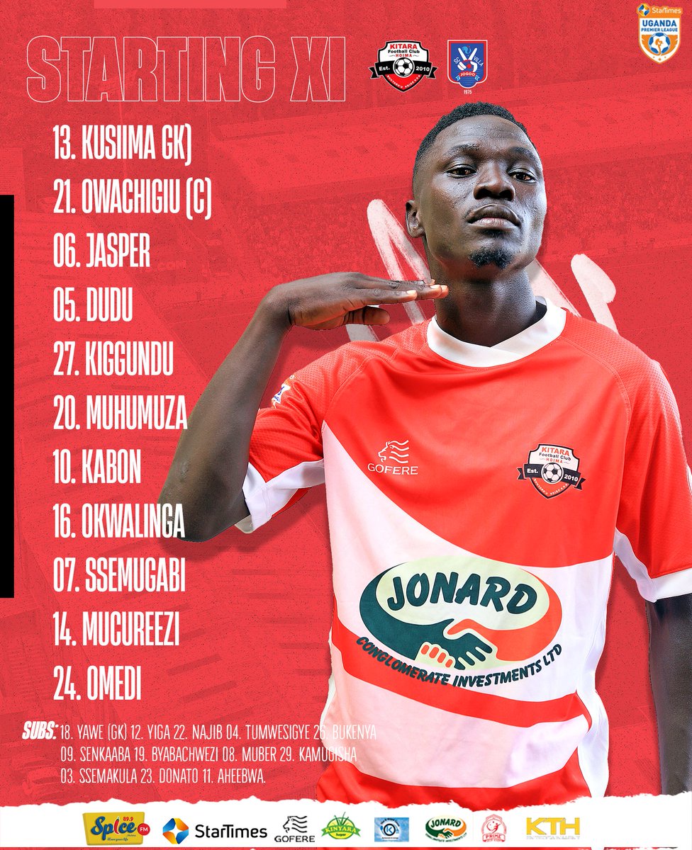 NinyeKamukama's tweet image. TEAM SHEETS.

This is how the teams lineup in Masindi.

#KITSCV 
#StarTimesUPL 
#AfricanFootball