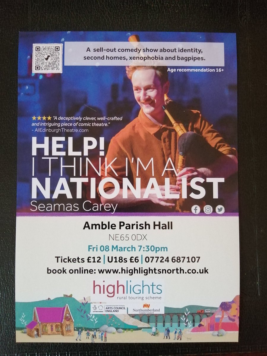 Fancy a great night out here in #Amble? Head along to the Parish Hall on Friday 8th March. Tickets available @cuthbertschurch @AmbleByTheSea #comedy #highlights #ruraltouring