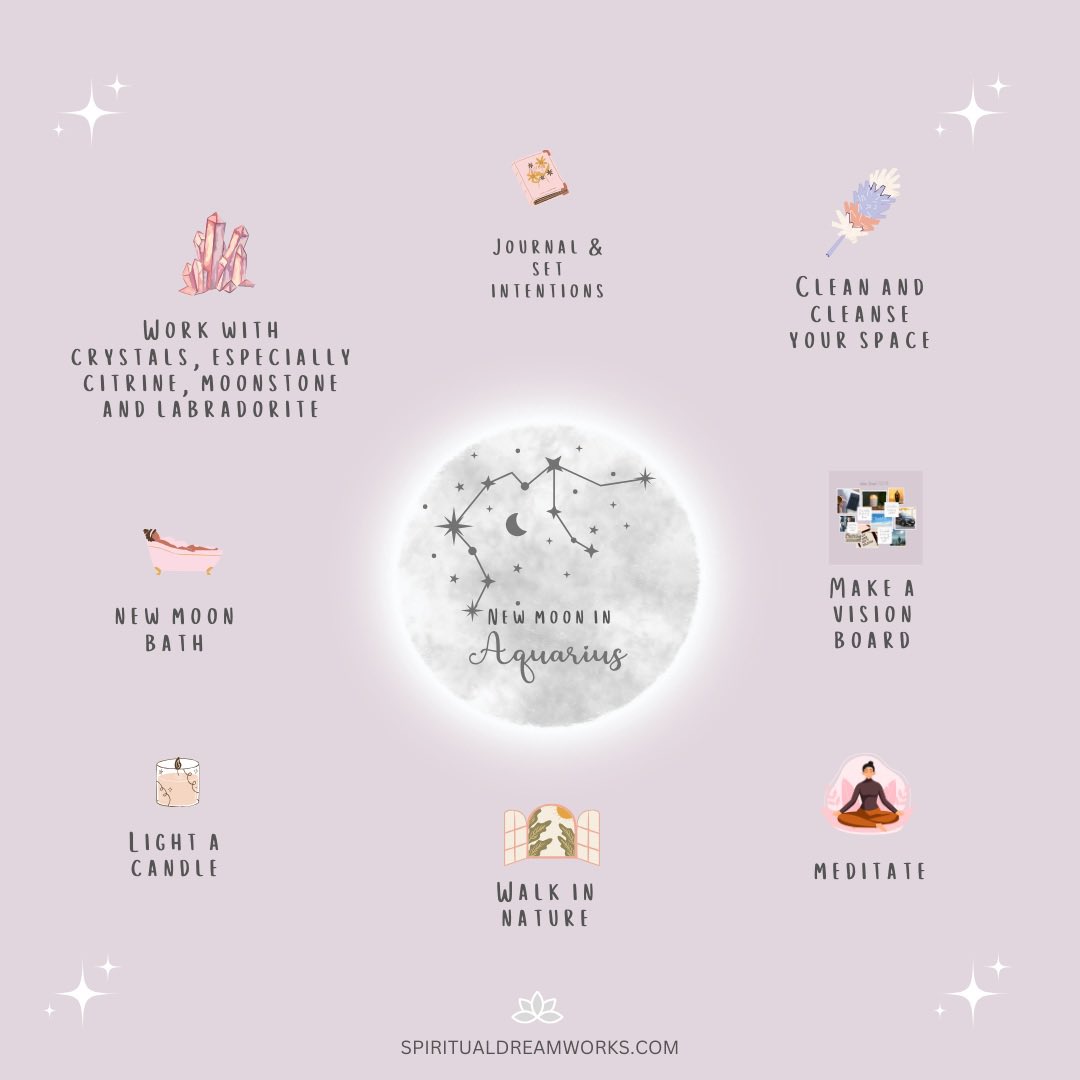 SpiritualDream5's tweet photo. Happy New Moon in Aquarius, donโt forget to make the most of this new moon energy tonight. Hereโs the ritual Iโll be doing โค๏ธ๐ซโจ๐ #newmoon #happynewmoon #newmooninaquarius #setintentions #manifest #manifesting #manifestation https://t.co/Xl7tAaXIM8