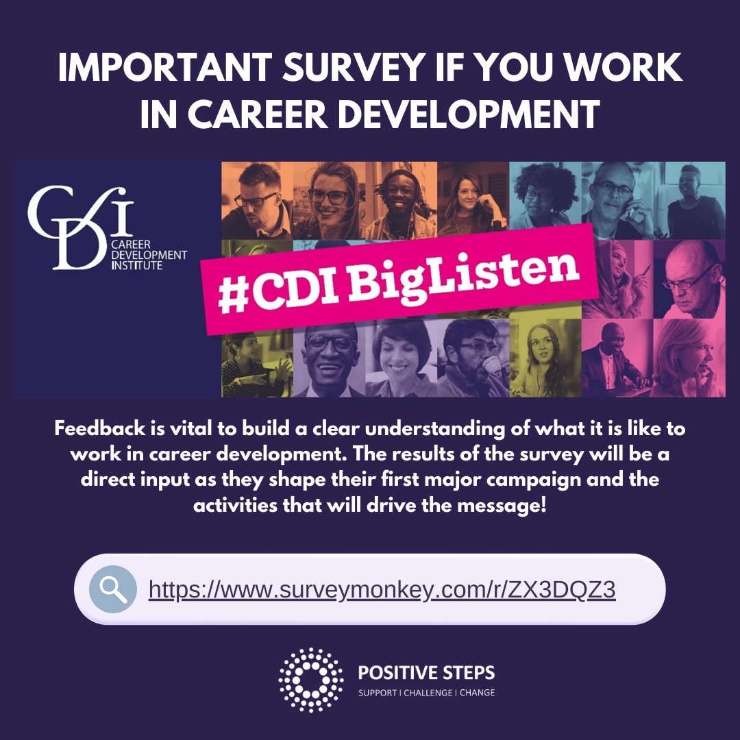 Calling all in #CareersDevelopment! Take part in a survey from Career Development Institute that helps shape a major campaign in careers development! Entries close 9 am on Monday 12 February! 💜