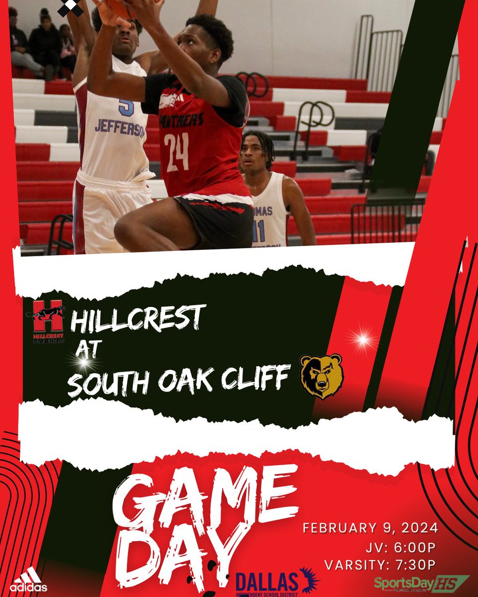 #HillcrestHustle travels to South Oak Cliff for a big district matchup tonight. Games start at 6:00P with JV followed by Varsity at 7:30P #ComeSupport