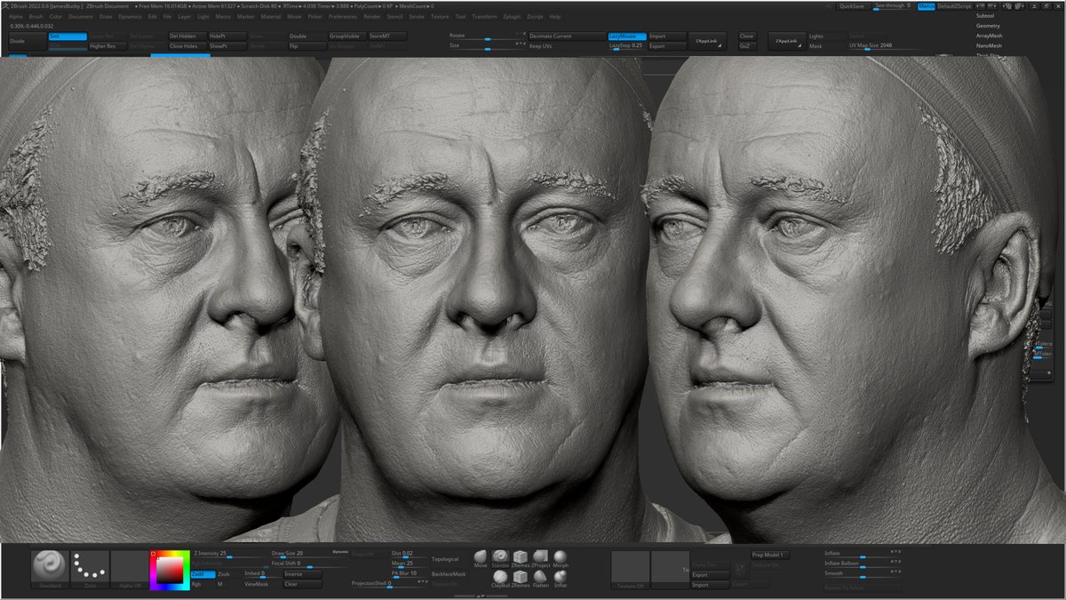 A quick preview of some raw data from the new head scanner. Built using Metashape, it's getting there but still room for improvement.