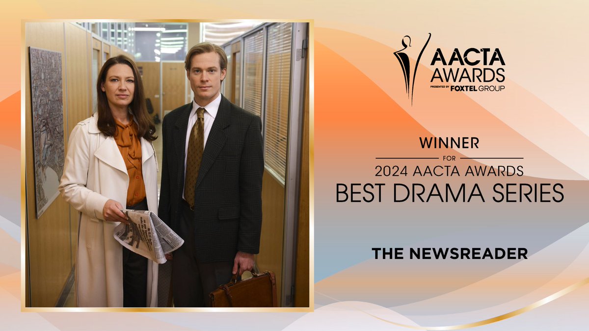 AACTA's tweet photo. The AACTA Award for Best Drama Series goes to The Newsreader

#AACTAs #AACTAAwards #thisisqueensland #playgold #screenqueensland #experiencegoldcoast https://t.co/MwR7BVxDvh