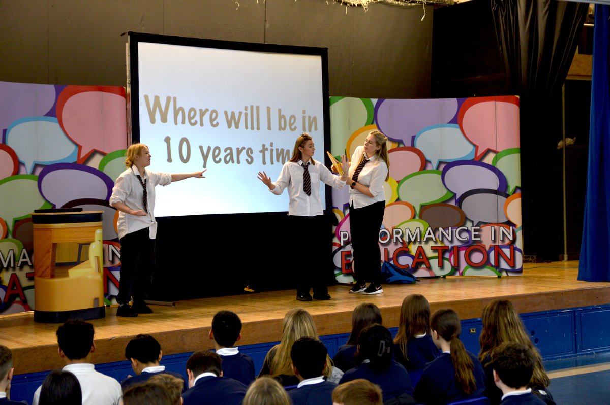 As part of our careers programme, Year 8 were introduced to the options available to them when they leave school such as A Levels, BTECs, T Levels and Apprenticeships in an entertaining theatre production yesterday. Thank you to <a href="/HEONpartnership/">HEON</a> and Performance in Education