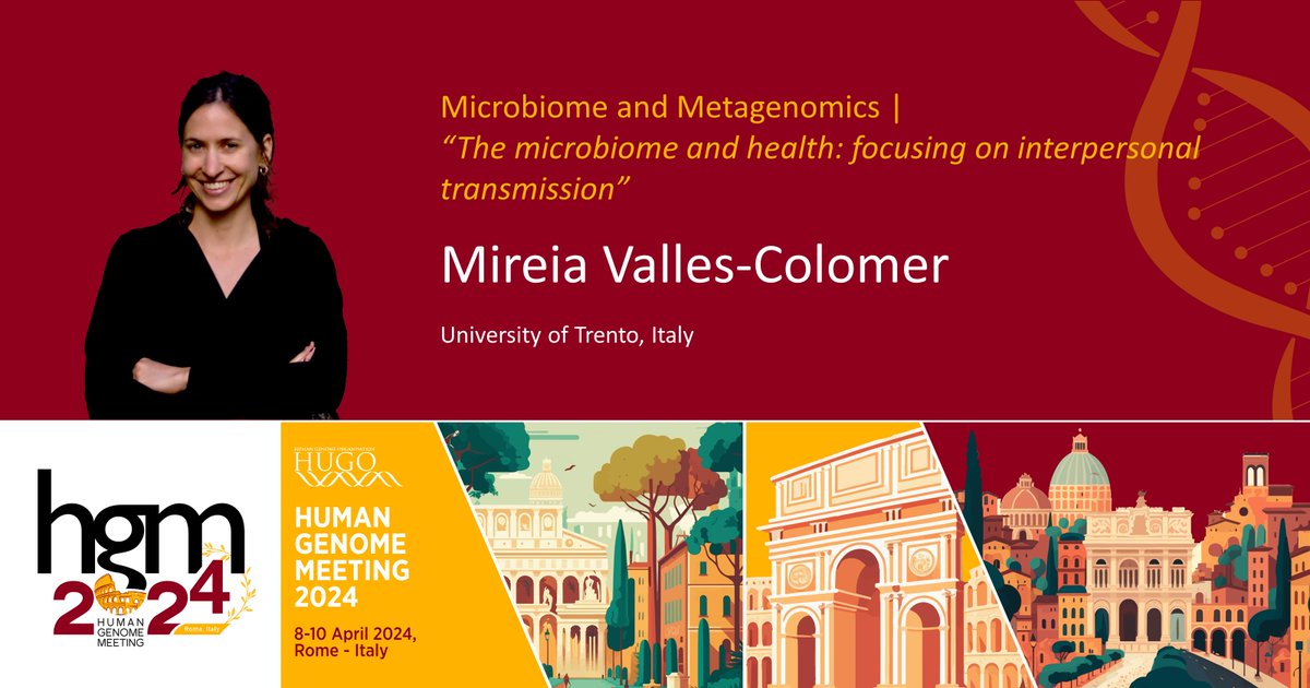 humangenomeorg's tweet photo. Meet our speakers!
Mireia Valles-Colomer at University of Trento will give a talk on 'Microbiome and Metagenomics' session with the title of “The microbiome and health: Focusing on interpersonal transmission”.
See you all at HGM2024!

Register here: https://t.co/7GuKatXtrw https://t.co/3uGtvUBmov