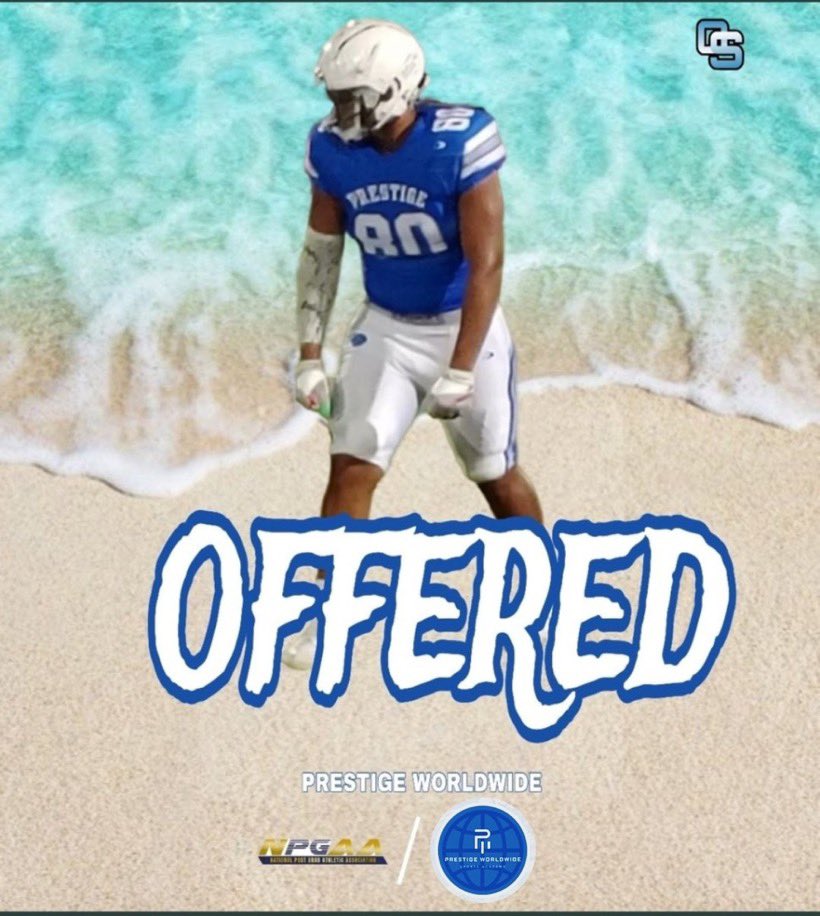 After a great talk with <a href="/CoachGlassATL/">Coach Brandon Glass</a> im blessed to receive My First offer from
<a href="/prestigewsafb/">Prestige Worldwide Sports Academy Football (PG)</a> <a href="/Bradwell_FB/">Bradwell Tiger Football</a> @CoachCale_GC <a href="/TimKing04/">Tim King</a> @recruitNE_GA <a href="/Coach_Oxendine/">Coach Ox/Darrell Oxendine</a> <a href="/MuellerFBCoach/">Scott Mueller</a> <a href="/CoachFam/">Coach Mike Famiglietti “Fam”</a>