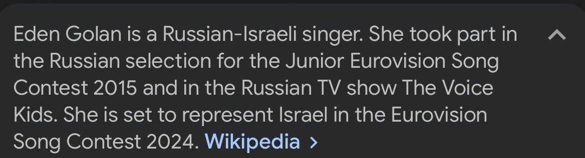 tiberiusfiles's tweet photo. You can’t make this up.

The Israeli @Eurovision entry is Russian, so she wouldn’t be allowed to compete for Russia, but she can with Israel.

Israel killed more than 10x as many children in one month as Russia did in a whole year—but Arab children don’t count to @DelphineErnotte https://t.co/KNHGa1BcdM