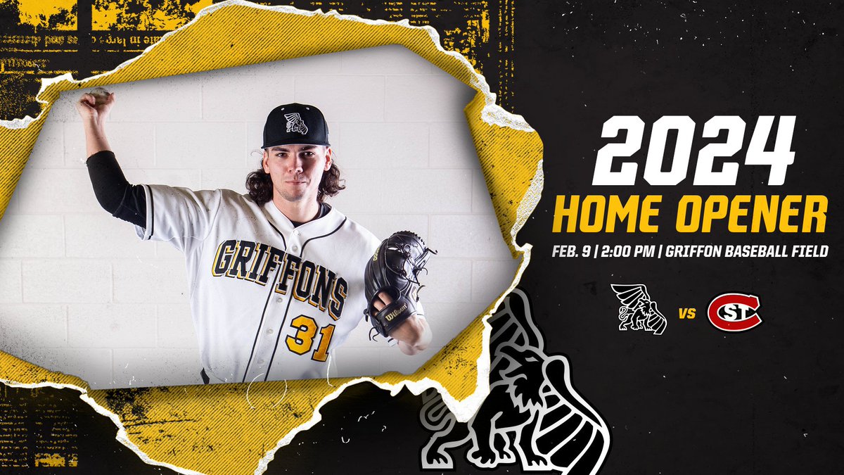 MWSUbaseball's tweet photo. 𝗛𝗼𝗺𝗲 𝗢𝗽𝗲𝗻𝗲𝗿: 𝟮𝟬𝟮𝟰.

🆚 — St. Cloud State
📍 — Griffon Baseball Field | St. Joseph, Mo.
⏰ — 2 p.m.
📊 — https://t.co/yjseWaN8Ub
📺 — MIAA Network | https://t.co/hXGH3ELSev

#StayGold🔔 | #GoGriffs🦅🦁 https://t.co/azmR1NPmKt