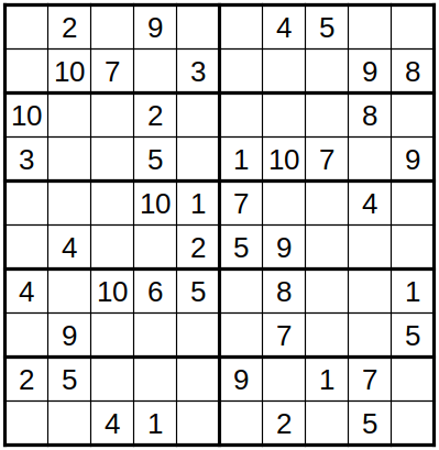 robakun2011's tweet photo. #数独 #sudoku #ナンプレ #numberplace
色んなサイズの難問です(*^^*)
基本的な解き方だけでは解けません ;^_^A💦
#robakun https://t.co/x65eVCJ6lG