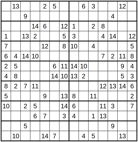 robakun2011's tweet photo. #数独 #sudoku #ナンプレ #numberplace
色んなサイズの難問です(*^^*)
基本的な解き方だけでは解けません ;^_^A💦
#robakun https://t.co/ddyUbXynVh