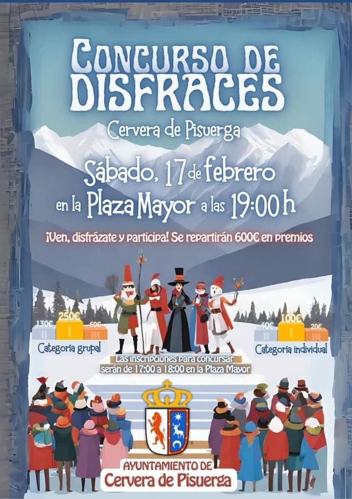 Concurso de disfraces en #CerveradePisuerga.
Sábado 17 de Febrero 2024 en la Plza Mayor a las 19:00h.
No os lo perdáis!! 😃😃😁😁😊😊🥳🥳🥳🥳
#Palencia 
#CastillayLeón