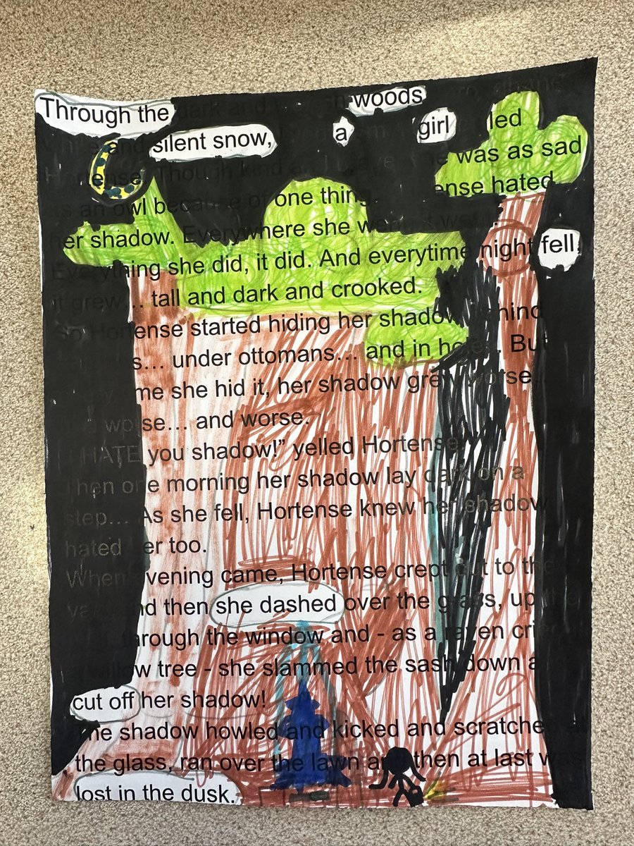 MissAustick's tweet photo. Some incredible blackout poems from Year 3 based on our class text Hortense and the Shadow. One super proud teacher here 🤩 @stanneskly @bcw_cat https://t.co/xPcumBeE6a