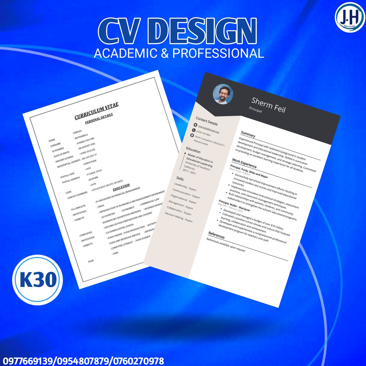Discover your professional and academic potential with expertly crafted CV designs. Elevate your career journey with our service!#StandOutCVs #CareerBoost"
