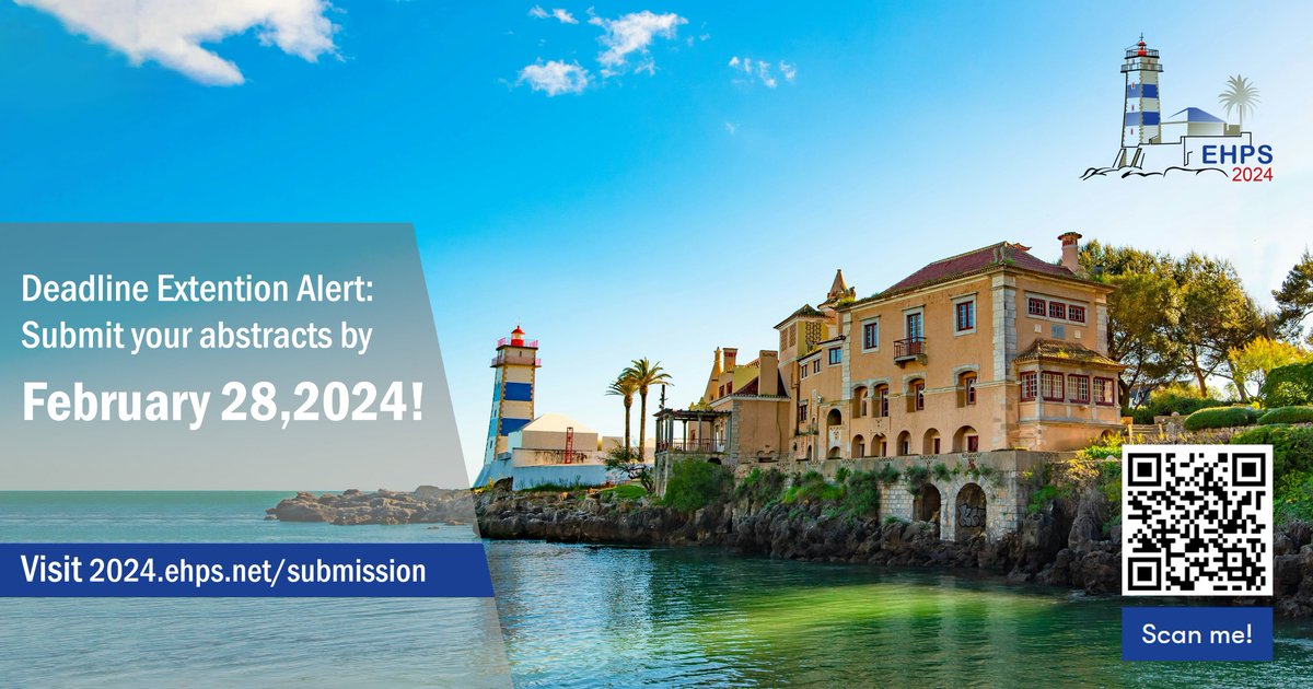 🚨 Deadline Extension Alert: Submit your abstracts by February 28, 2024! #EHPS2024 @EHPSociety @EHPSCreaters @ehps_synergy @EHPSHabit @EHPSDigiHealth @EHPS_OS_SIG