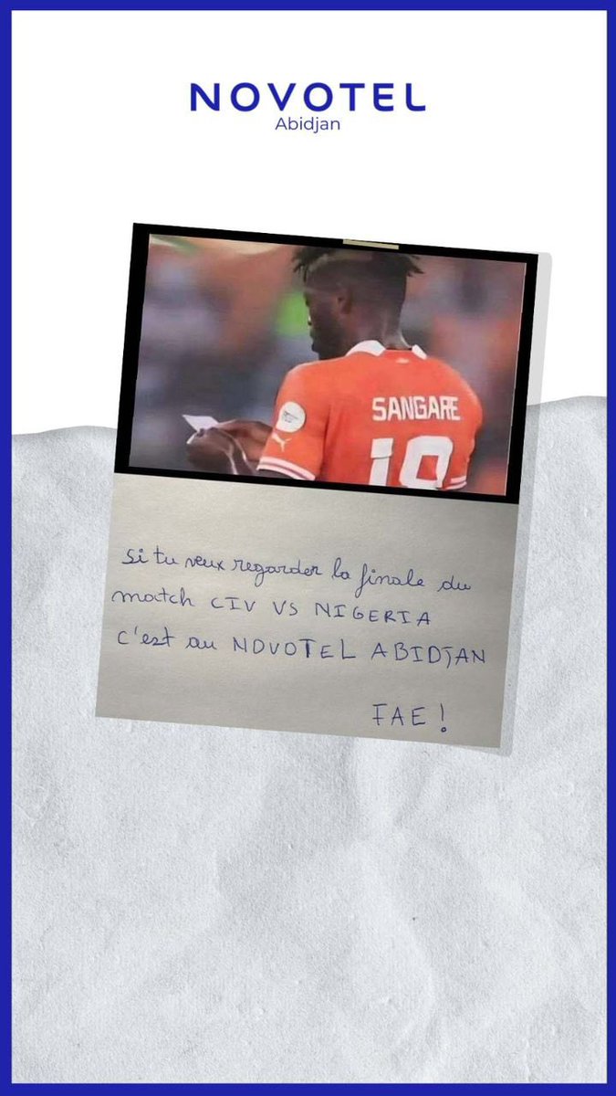 DAttiley's tweet photo. Vous êtes déjà informé ! 💪
Rendez vous au Novotel Abidjan pour l’apothéose ! 🇨🇮 vs 🇳🇬

#Football2023 #ElephantsDeCoteDIvoire #FiertéNationale #Brunch #Fête #NovotelAbidjan #familytime #NovotelHotels #YourTimeYourWay #NovotelAbidjan #food https://t.co/silKeUO1ts