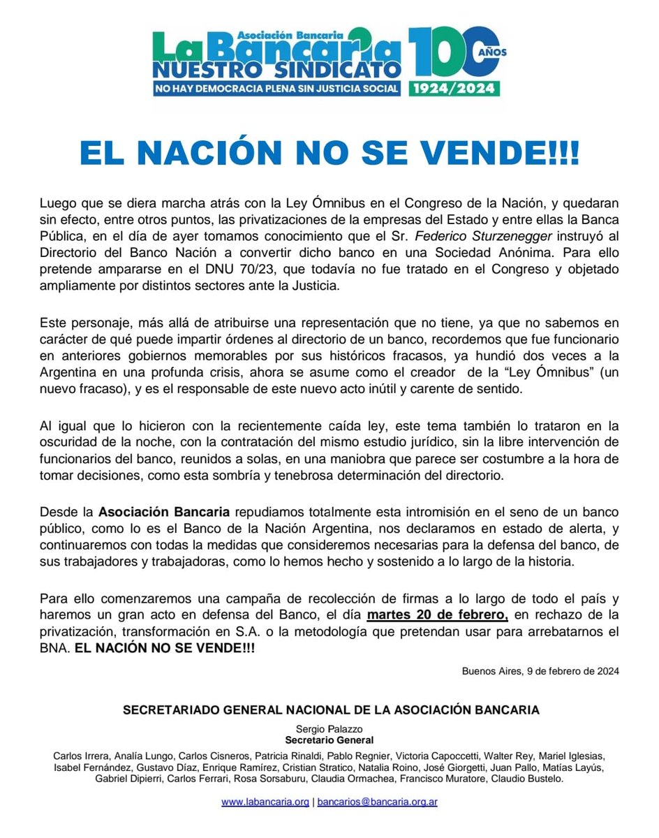 emdbna's tweet photo. El Nacion no se vende!!!
La vamos a pelear hasta final!!
#BNAnosevende https://t.co/QVmIxSukHs
