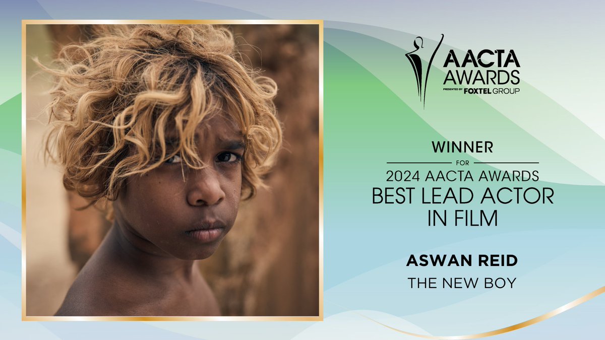 AACTA's tweet photo. The AACTA Award for Best Lead Actor in Film goes to Aswan Reid

#AACTAs #AACTAAwards #thisisqueensland #playgold #screenqueensland #experiencegoldcoast https://t.co/0AroQrZQrn