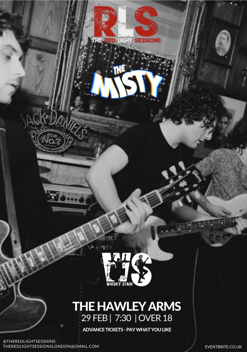 The Misty / <a href="/WhiskyStain/">WHISKY STAIN</a> 
Thursday 29th Feb, Doors 7:30pm <a href="/hawley_arms/">The Hawley Arms</a> 

Tickets 🎟️ via link below - pay what you like. 

eventbrite.co.uk/e/the-rls-the-…
