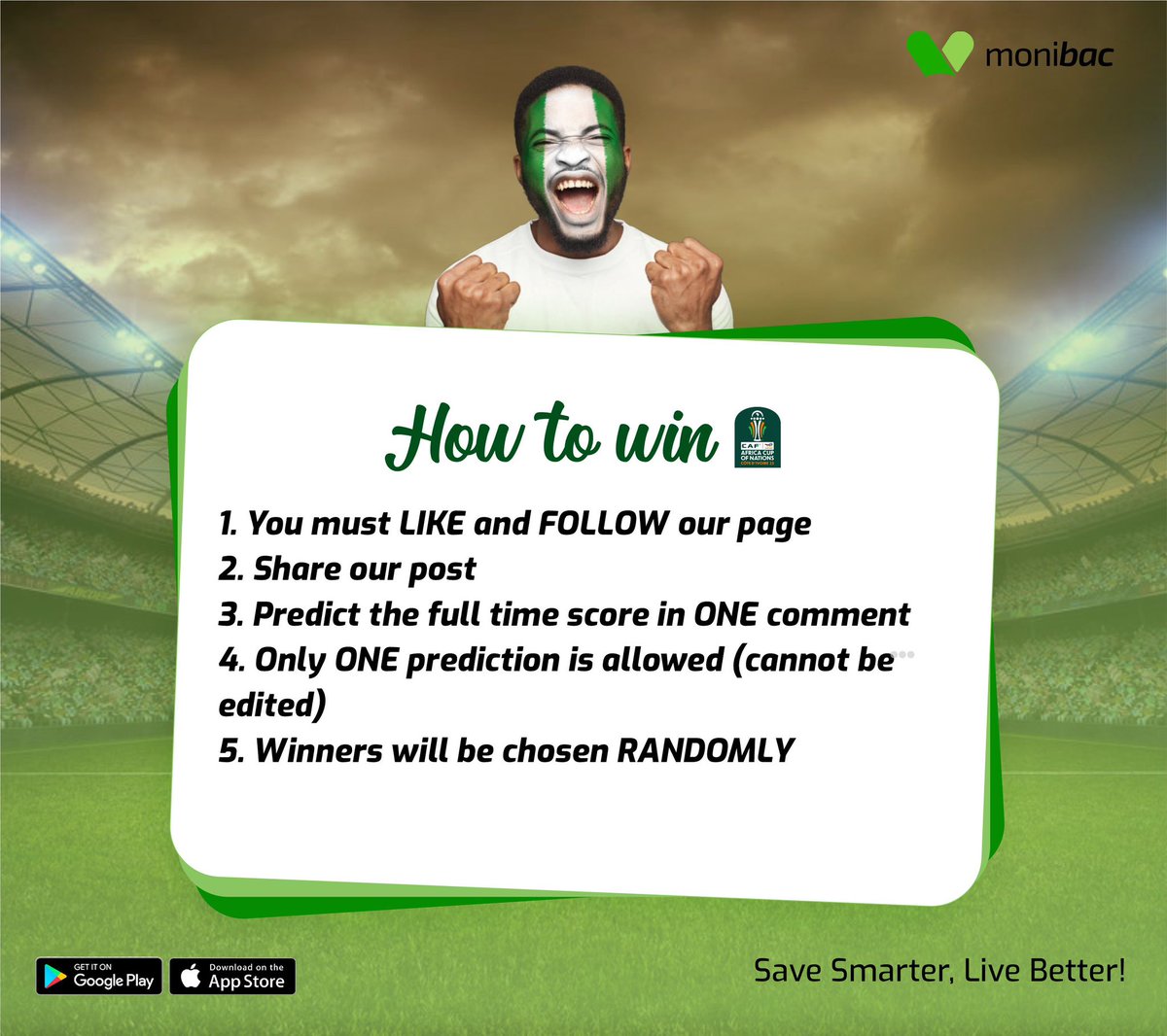 Monibac_'s tweet photo. PREDICT AND WIN!!!
#AFCON2023 #nigeria #IvoryCoast #AFCON #final #today #giveaway #predict https://t.co/Y5IQ8w3Nrf