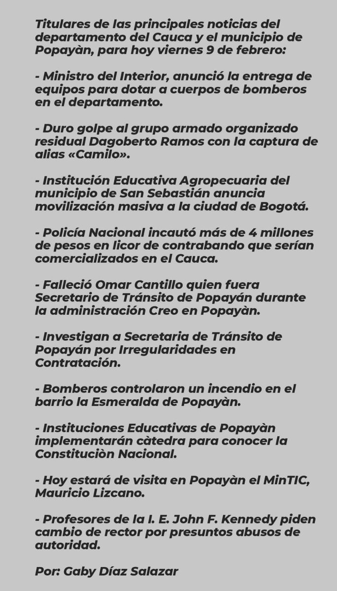 enlineapopayan's tweet photo. #Principales noticias Departamento del Cauca

https://t.co/F2LP7boRGN https://t.co/SsWAFLcynG