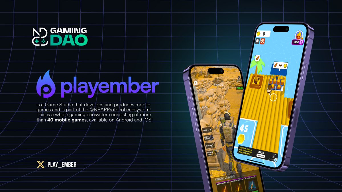 NearGamesDAO's tweet image. 🔥@play_ember - a Game Studio that develops and produces mobile games and is part of the @NEARProtocol ecosystem!

🎮This is a whole #gaming ecosystem consisting of more than 40 mobile games, available on Android and iOS!

Let's dive in and learn more about #PlayEmber and its