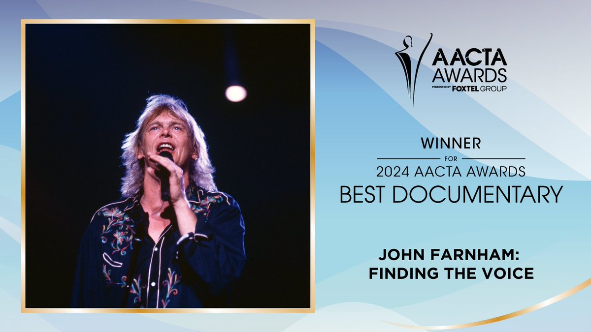 The AACTA Award for Best Documentary goes to John Farnham: Finding the Voice #AACTAs #AACTAAwards #thisisqueensland #playgold #screenqueensland #experiencegoldcoast