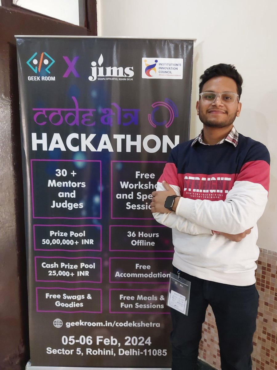 its_ayushh_here's tweet photo. Great Time at CodeKshetra Hackathon on @devfolio We developed an AI Learning Platform aimed at Enhancing skills. Huge thanks to @riseinweb3 and @devfolio for the platform and support! π #CodeKshetra #Hackathon #Devfolio #AI #Innovation π₯οΈπ https://t.co/QTPFP39LxW