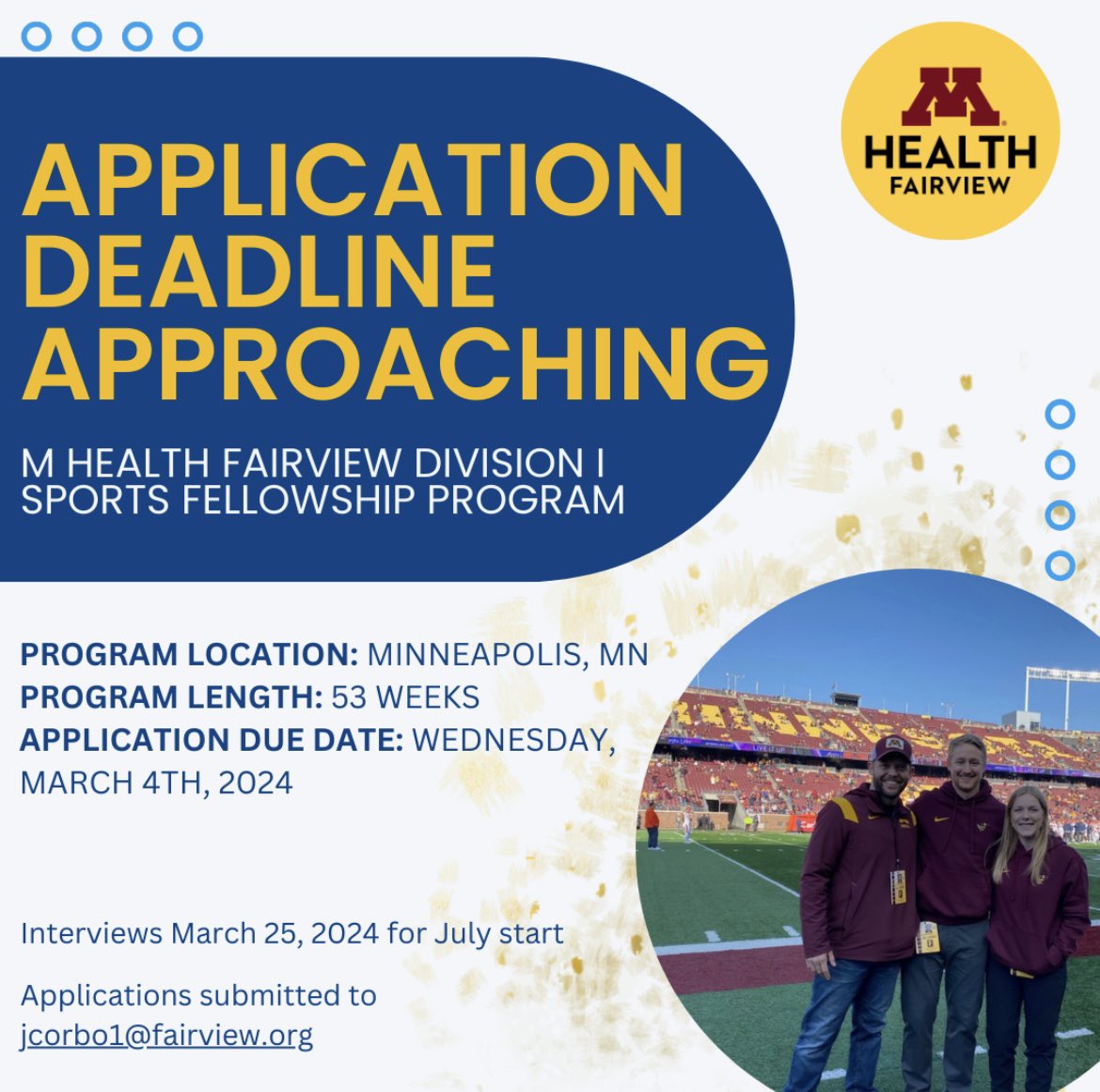 Thinking about a fellowship?! Check out the website below for details! 

The application deadline is approaching! 

fairview.org/Career-Opportu…