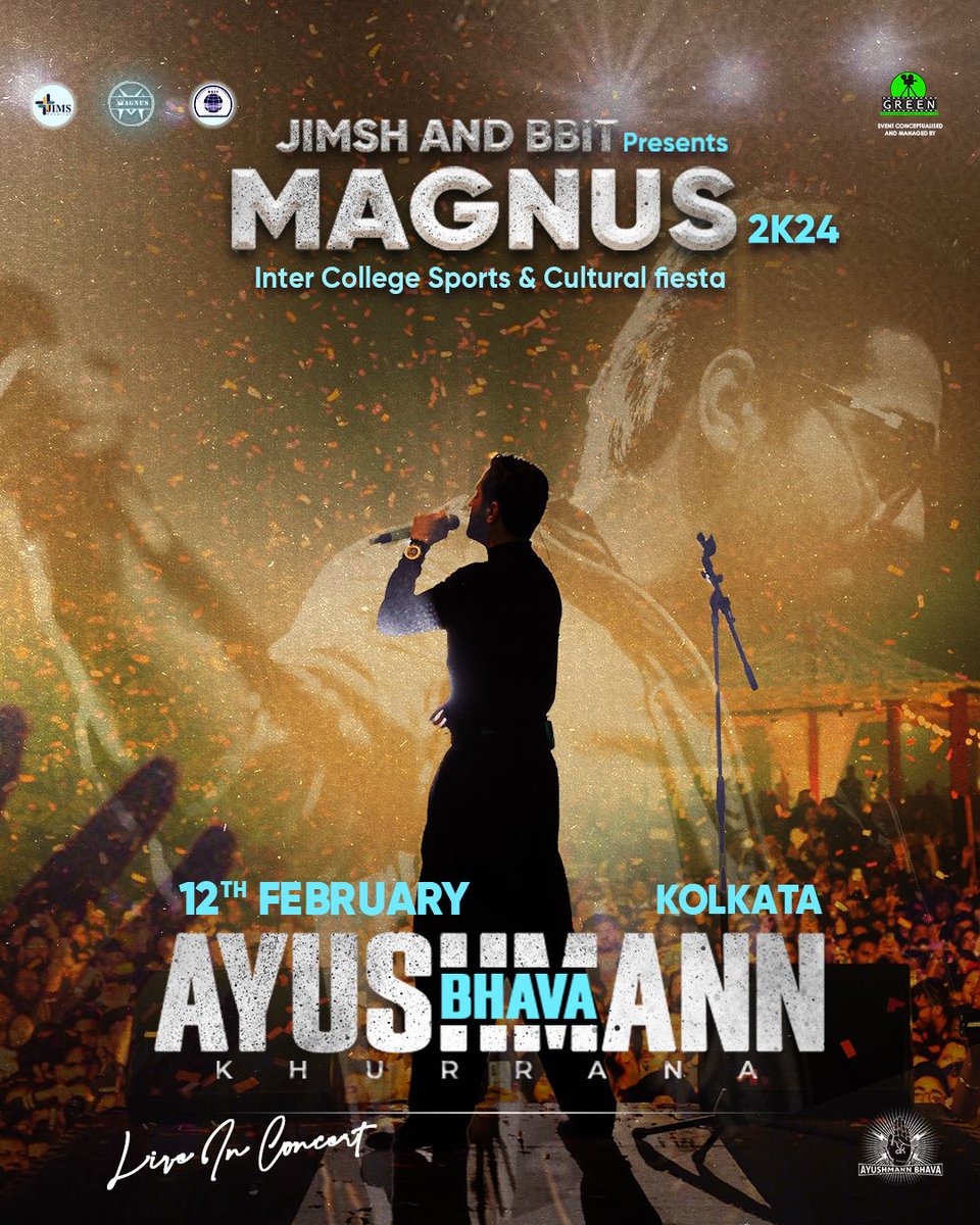 Kolkata, get ready to experience the magic of Ayushmann Bhava live at Magnus 2024! 📍- Kolkata 🗓️- 12th February, 2024