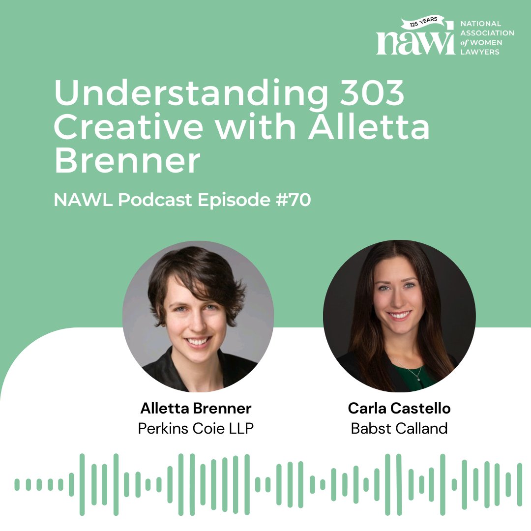 Listen to the latest #NAWLPodcast episode with Alletta Brenner and Carla Castello! Listen here: nawl.org/podcast

#NAWLWomeninLaw #Podcast #LGBTQIA+ #SCOTUS #303Creative