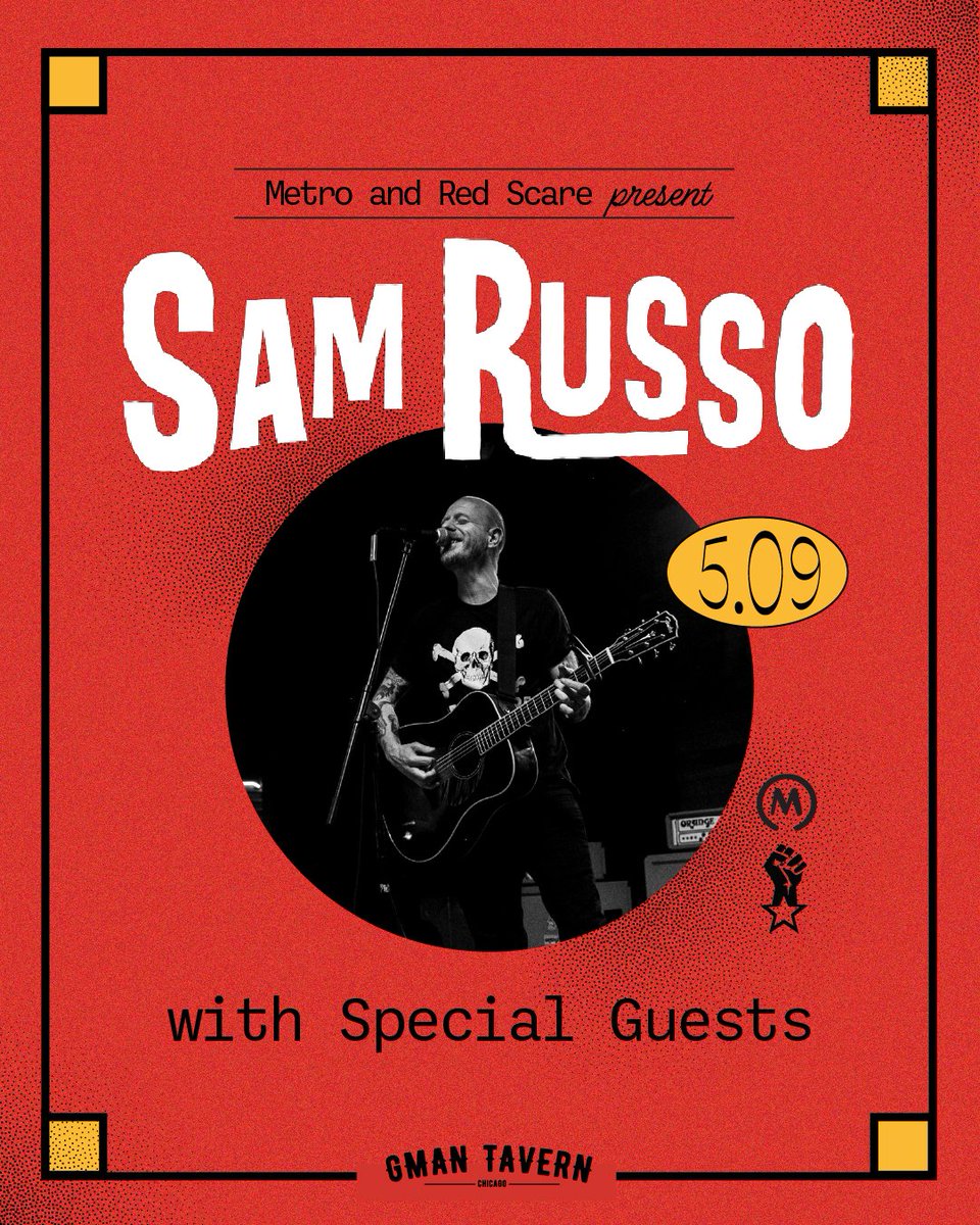 RedScare's tweet image. As you know, @SamRussoMusic is taking his flying carpet (or riding a horned bat, whatever) to the USA/Canada for a tour with @LauraJaneGrace and @WorriersMusic in May. Well, now he's magically added a Chicago show. ✨

GET TO A GIG!

Dates/tix: redscare.net/site/tours/
