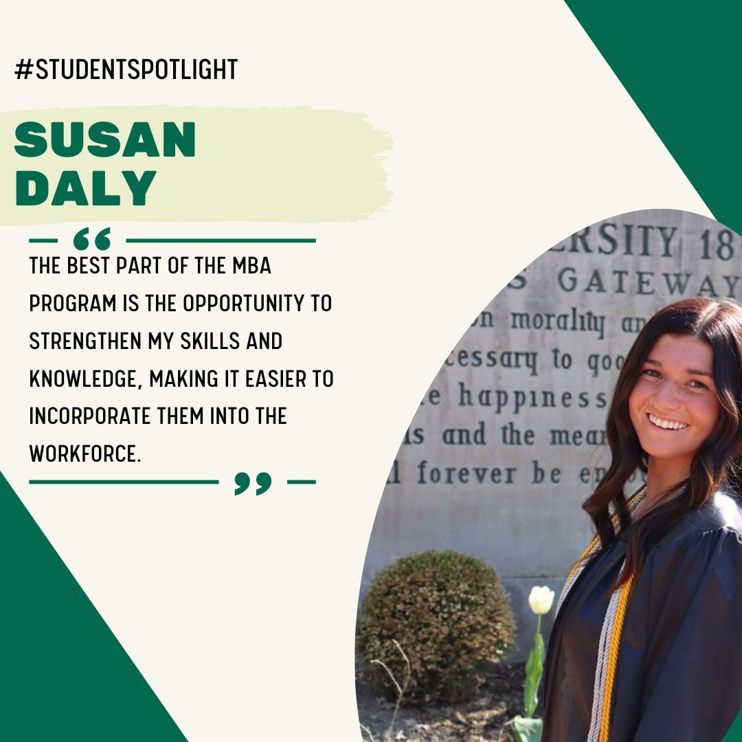 Meet current One-Year MBA student, Susan Daly. Susan graduated from Ohio University with a degree in Communications. After graduation, she plans to work in Human Resources. Thanks, Susan! #MBABobcats  #StudentSpotlight