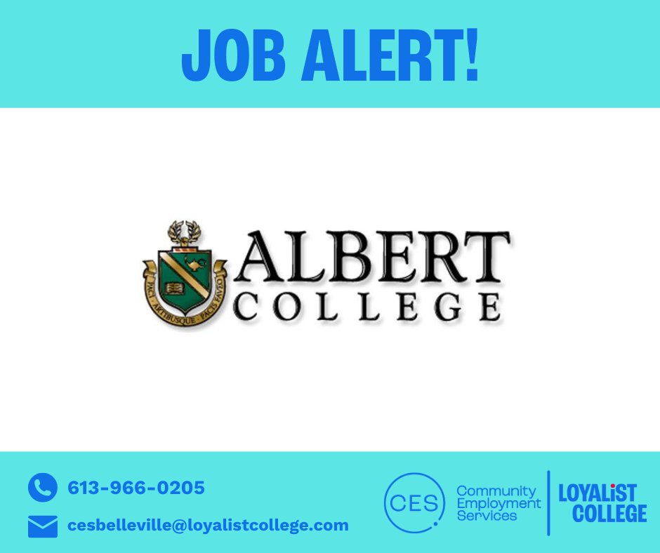 LoyalistCES's tweet photo. 🌟Job Alert 🌟 Albert College again!! Have an accounting and customer service background? Albert College is adding a Finance, Database Support and Student Services Coordinator to their team! Apply here today https://t.co/d8cDzjI5Va https://t.co/MbWc6Ww8NL