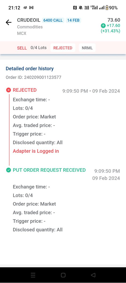aroraasagar's tweet photo. @kotakneo my order is getting rejected again and again while trading in kotak neo app, who will be responsible for the loss? https://t.co/guk3wLKcF7