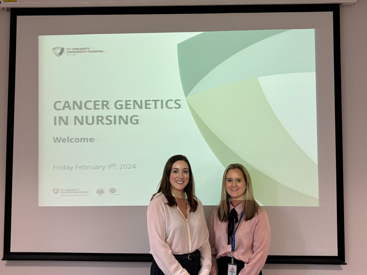 Hats off to SVUH @lisacadden, ANP in Breast Care & @MechelleLoughre, ANP in Hereditary & Familial Colorectal Cancer for their exceptional organisation of today's Cancer Genetics in Nursing Symposium!  Pioneering excellence in genetics at #SVUH 🙌 #CancerGenetics #CGN2024