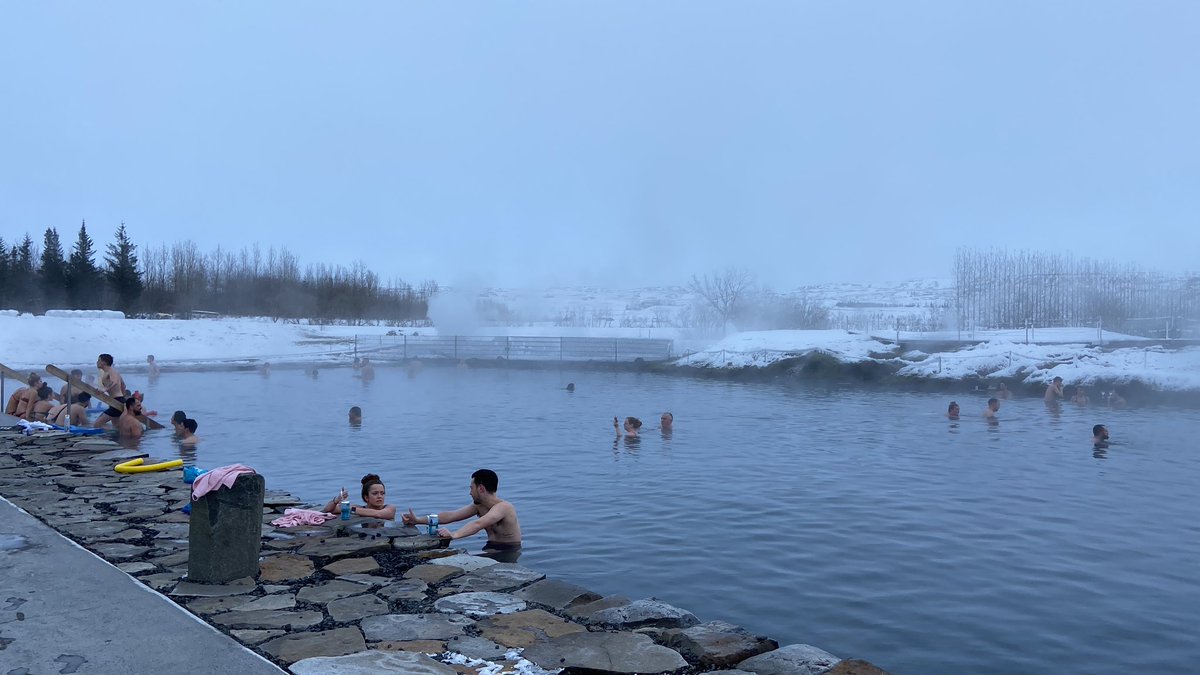 HSofG's tweet photo. Not quite the Blue Lagoon, but enjoyed the geothermal waters of the Secret Lagoon #HSOGGeography #HSOGIceland https://t.co/sJtYnII2Rl