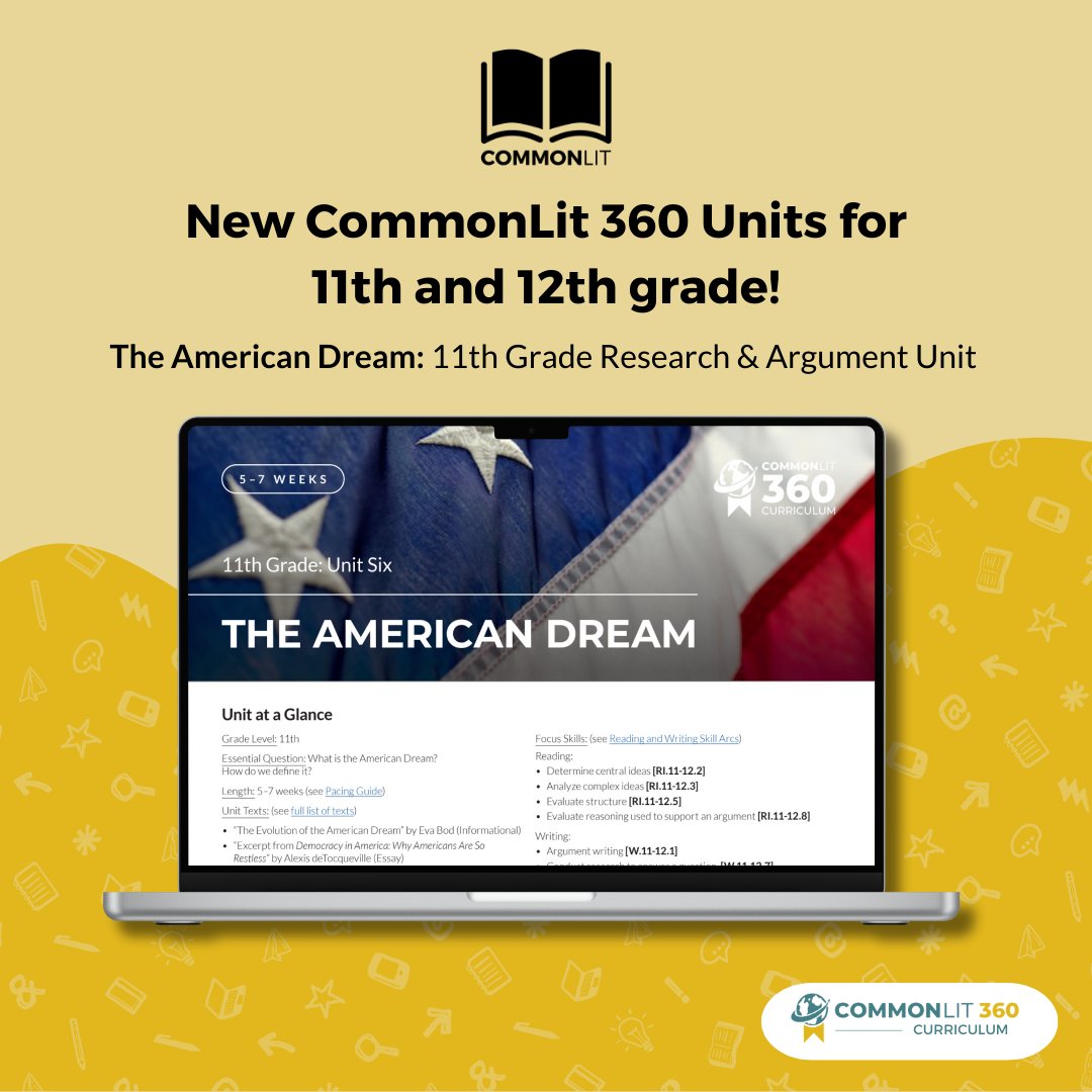 BRAND NEW: 11th and 12th grade CommonLit 360 units! An engaging novel unit and two research and argument units are now live and ready for teachers to start implementing in their classrooms. 📗 Check them out on CommonLit.org now!