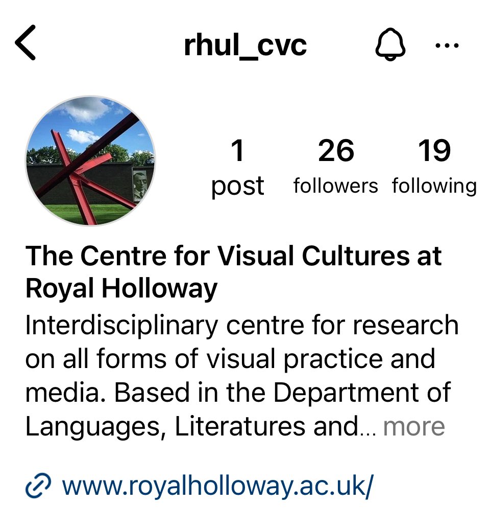 Great to see that our fantastic Centre for Visual Cultures is now also on Instagram- find and follow them under the same handle as here - @RHUL_CVC!