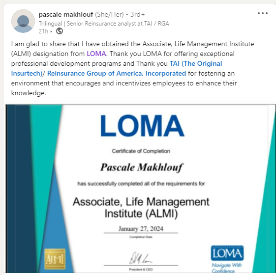 Let's celebrate some more learners who've earned their FLMI, ALMI, and FLMI Level 1!

Wherever you are in your learning journey, we want to support you along the way. Learn more about Fellow, Life Management Institute tracks: loma.org/en/professiona…
 #LearnerSuccess